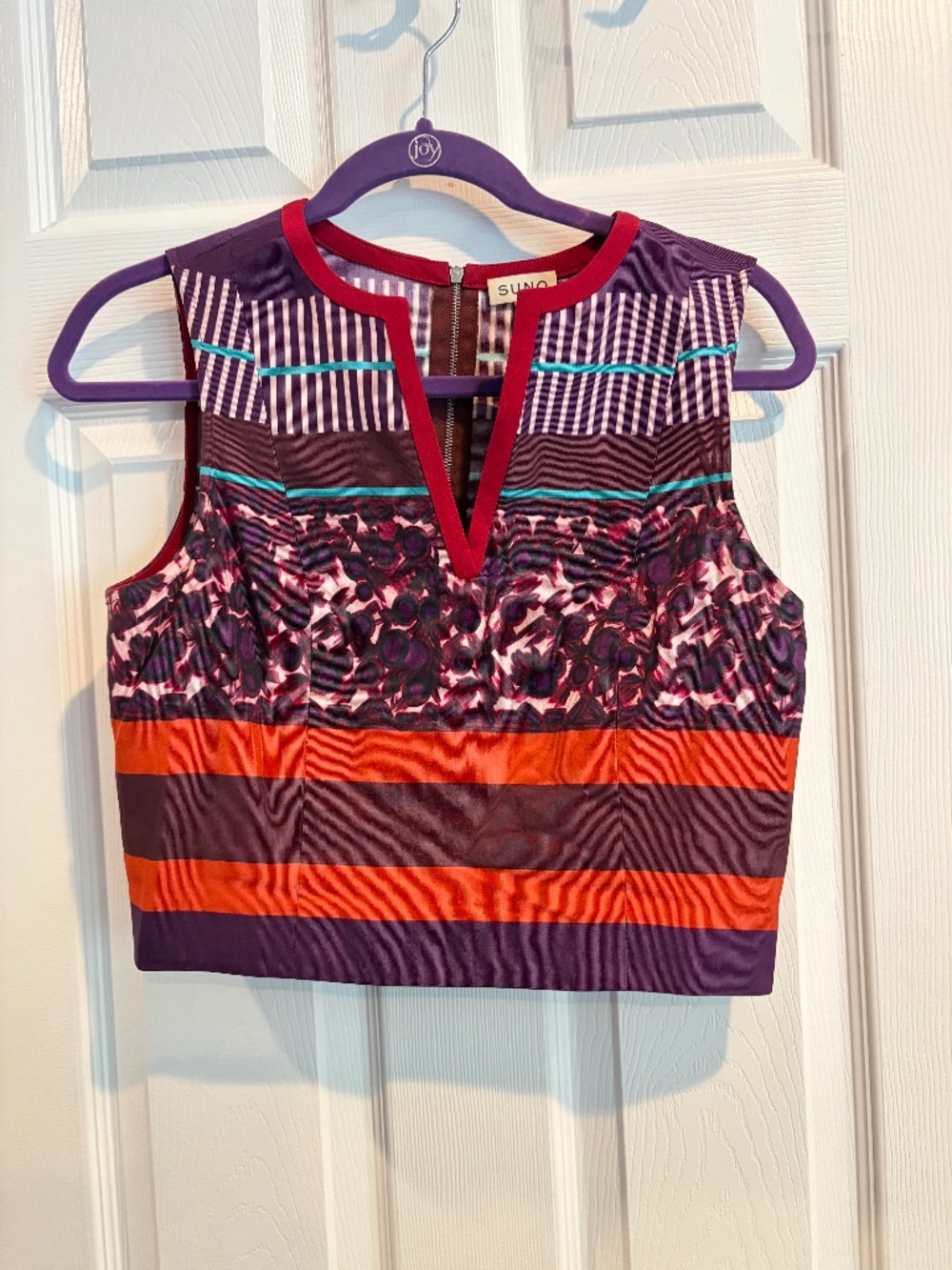 Suno Dressy Crop Strip Floral Ethical Luxury sz 6